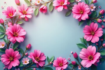 Fototapeta premium Delicate fuchsia flower motif, repeating design , art, leaves, fuchsia