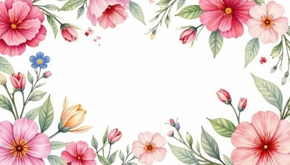 Naklejka premium Delicate watercolor floral pattern, perfect for spring flyers , plant, pretty, vintage