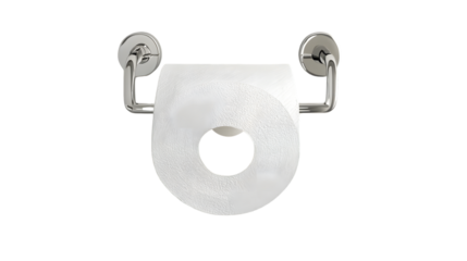 Clean White Toilet Paper Bundle on Holder Isolated on White Background