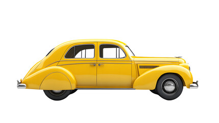 Professional 3D Yellow Car Icon on White Background for Graphic Design Projects