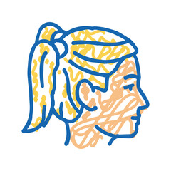 pigtails hairstyle female icon doodle illustration