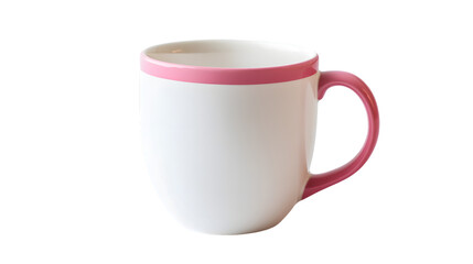 Fototapeta premium Close-up White Ceramic Coffee Mug with Pink Handle on Table