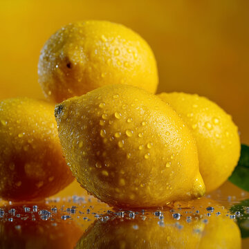 The background is full of fresh lemons