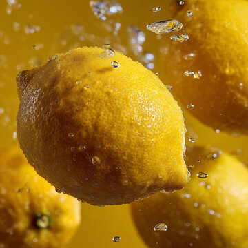 The background is full of fresh lemons