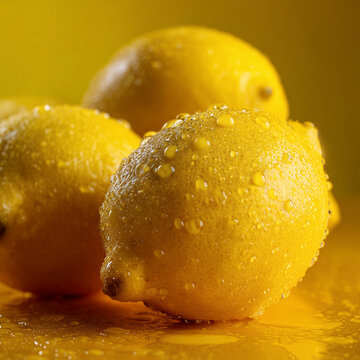 The background is full of fresh lemons
