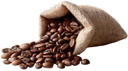a bag of coffee beans spilling out of it