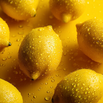 The background is full of fresh lemons