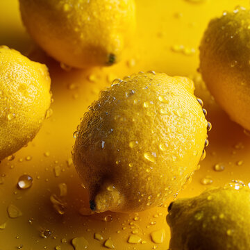 The background is full of fresh lemons