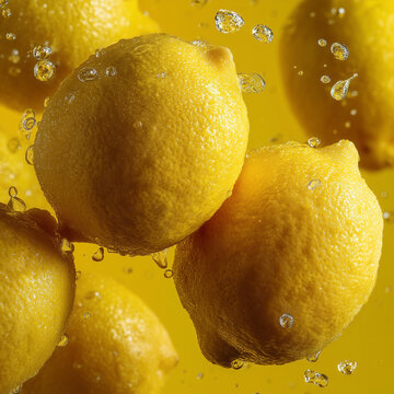The background is full of fresh lemons