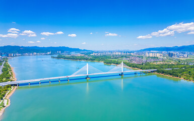 Urban environment of Fuyang Bridge, Fuyang District, Hangzhou, China