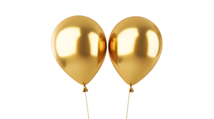 Shiny Gold Helium Balloon Flying at Birthday Party