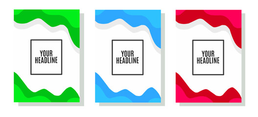 a4 size book cover template with various colors of blue, red and green. good for annual report book cover