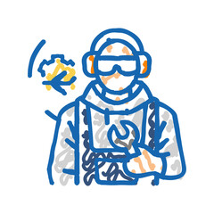 aircraft mechanic repair worker icon doodle illustration
