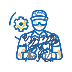 equipment service technician icon doodle illustration
