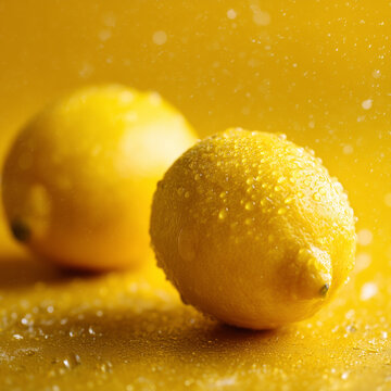 The background is full of fresh lemons