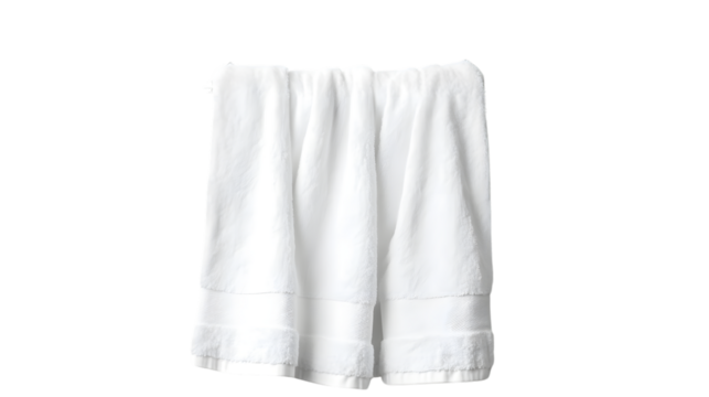 Elegant White Towel Hanging on Round Holder Isolated - Bathroom Decor Concept