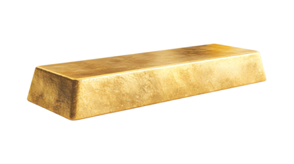 Luxurious Large Gold Bar Side View Isolated on White Background