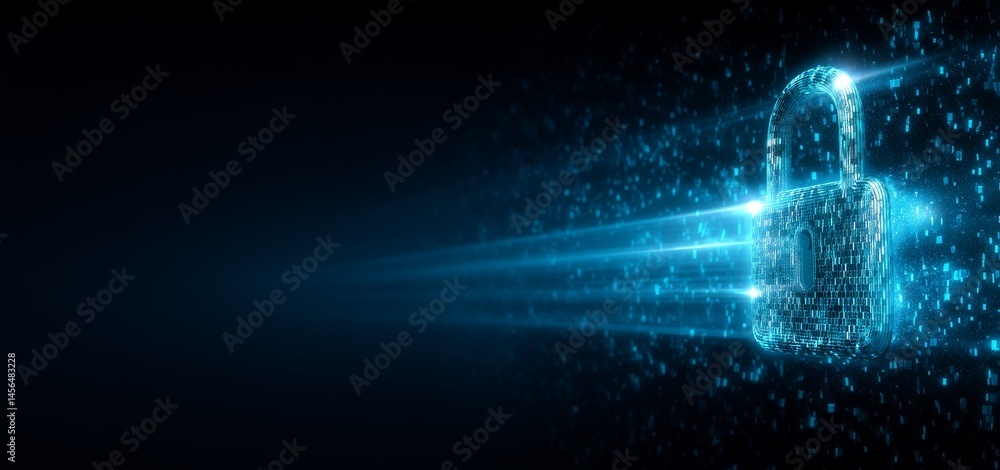 Poster cyber technology security is represented by a network protection background design