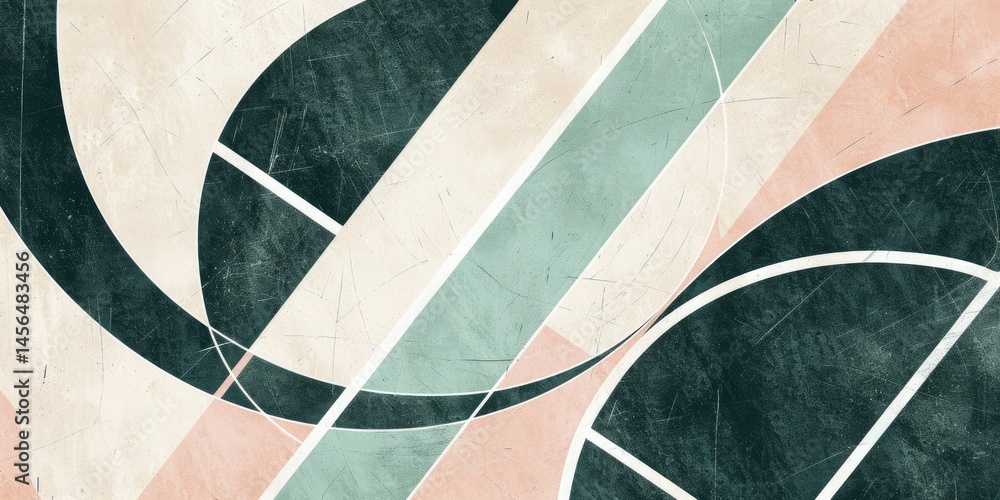 Poster abstract pink green geometric shapes surface of contemporary design express scene of seamless patter