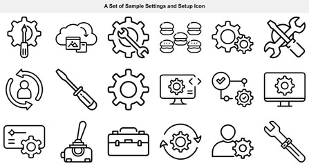 Collection presents various settings or setup icons in black line