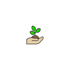 World Environment Day Icon – Hand Holding Growing Plant for Nature Protection

