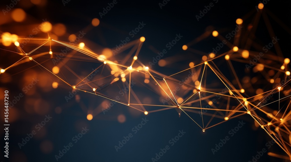 Poster abstract dots and lines are interconnected, symbolizing the concept of ai technology through the mot