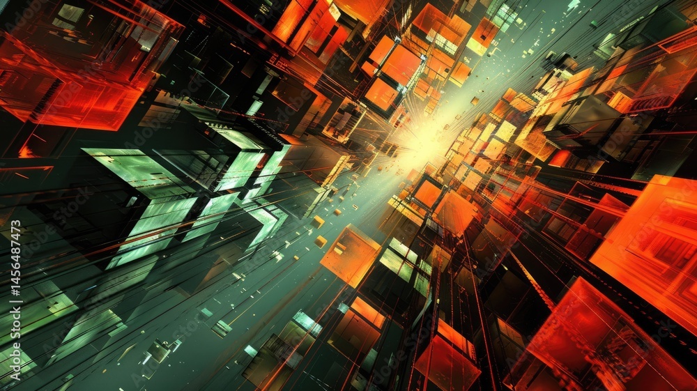 Poster abstract of complex vibrant pixel effect in tech background with cyber and glitch texture express my