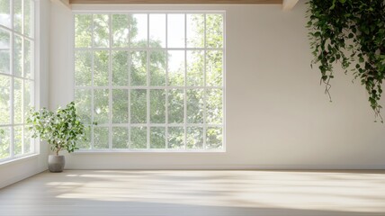 Fototapeta premium Bright Minimalist Room with Large Window and Natural Light room minimalist window light bright house