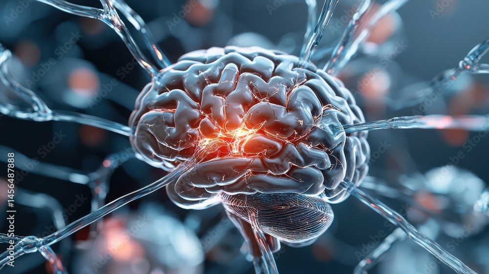 Aufkleber a brain with a red spot on it