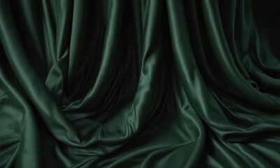 Fototapeta premium Intricate velvet folds, dimensional sheen, dark green luxury, extravagant drape, intense green, jewel-toned, sophisticated