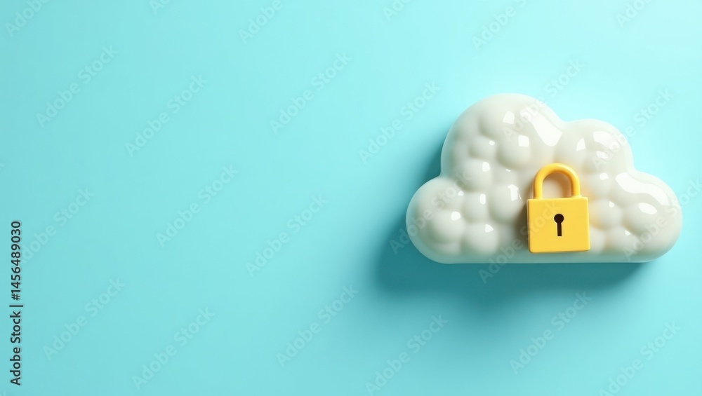 Poster virtual private cloud. secure virtual space. isolated background, copyspace.. locked cloud represent
