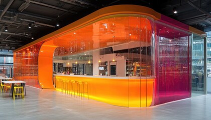 Fototapeta premium Modern orange pink bar interior