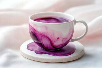 Fototapeta premium Elegant, artistic teacup with swirling, vibrant hues.