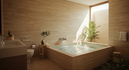 Spa-like bathroom with soaking tub and natural light