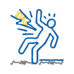 lightning strike man accident icon doodle illustration