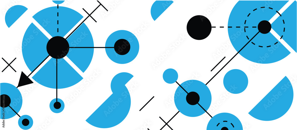 Poster abstract modern geometric figures banner line art in blue. graphic design elements and resources vec