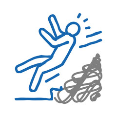 steps fall man accident icon doodle illustration