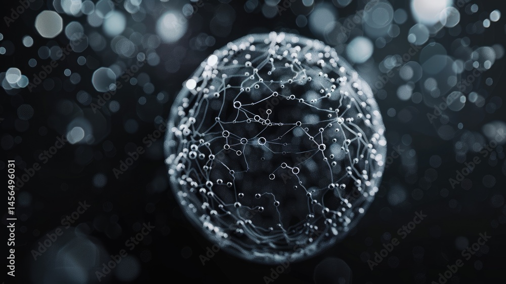 Poster abstract of black circle geometric fractal shapes on contemporary surface design express scene of se