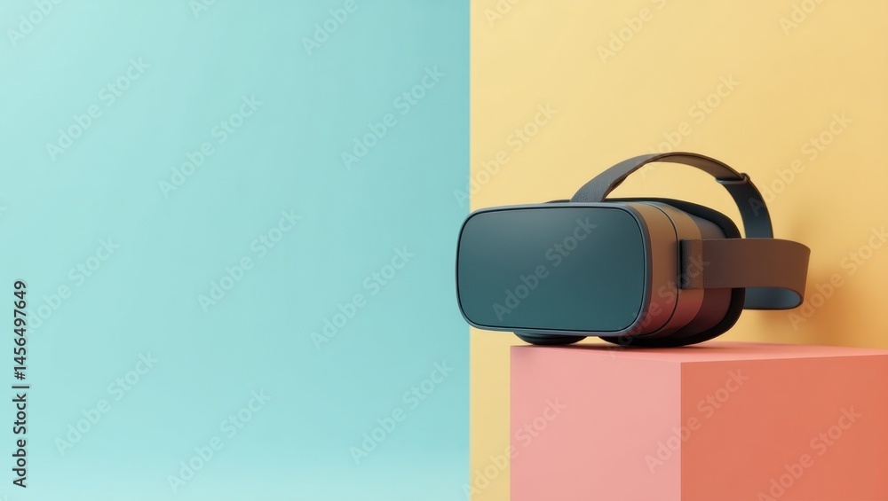 Poster webxr. virtual reality space. isolated background, copyspace.. persons immersive experience is set a