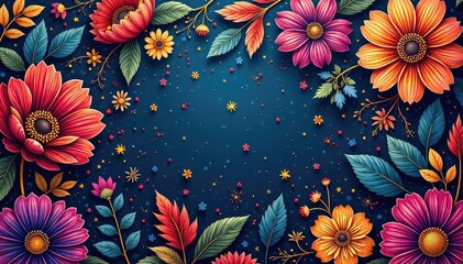 Intricate paisley floral pattern in vibrant hues, art, elegant