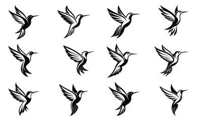 hummingbird silhouette set