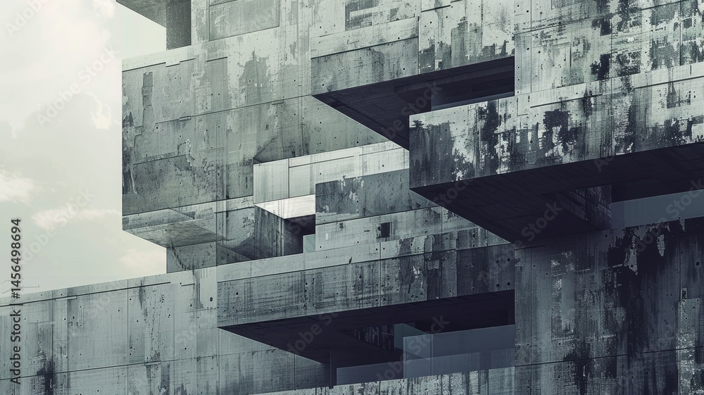 Aufkleber a striking modern architectural design featuring unique concrete structures and geometric forms. thi
