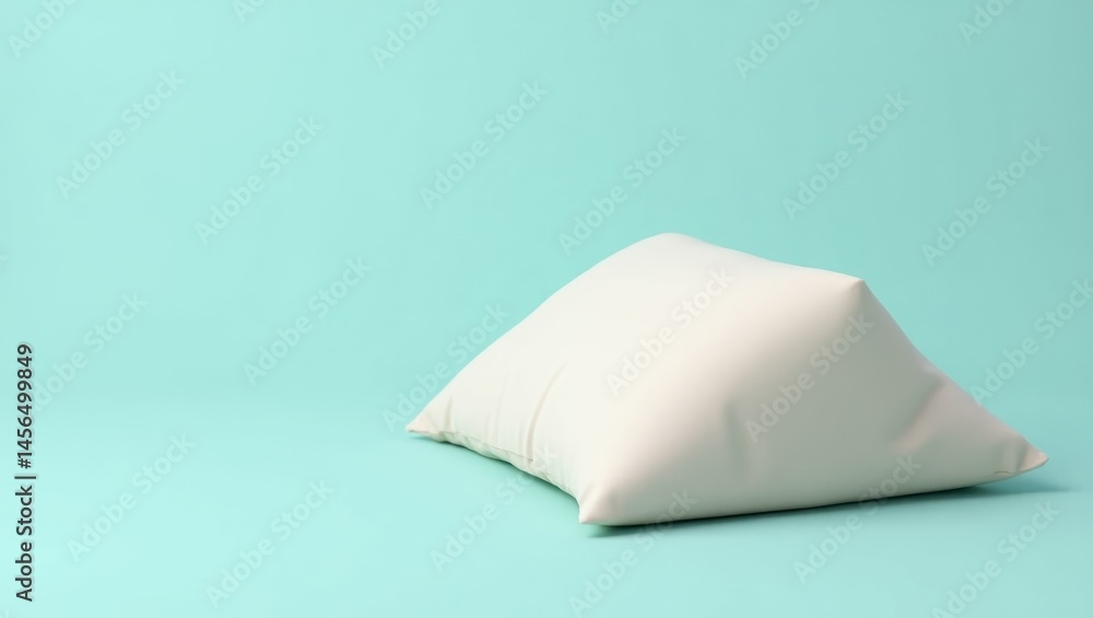 Poster wedge pillow. simple white pillows. isolated background, copyspace.. simple white pillow on light bl