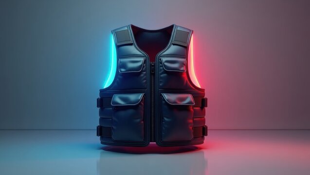 Weighted Vest For Walking. Tactical black bulletproof vest with neon l
