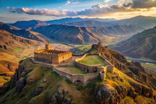 Aerial View Amberd Fortress Armenia - 10th Century Mountain Ruins Aragats