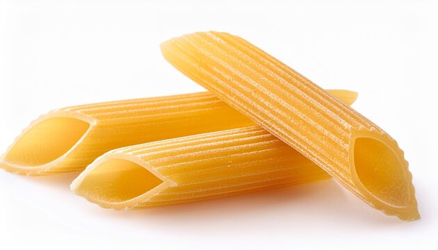 three penne isolated on white background