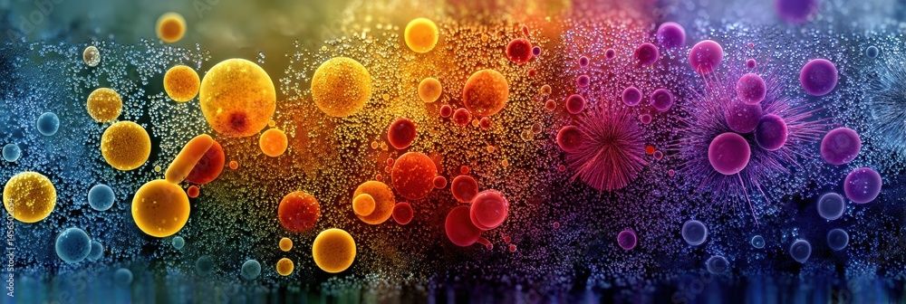 Aufkleber Bacteria Clusters Displaying Resistance to Antibiotics Under Microscope During Laboratory Experiment Generative AI