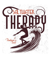 Saltwater Therapy Surfing T-shirt Design
