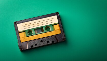 Fototapeta premium old audio tape on a green background