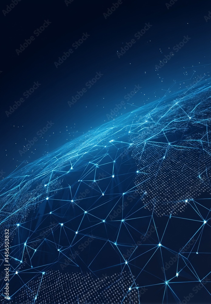 Aufkleber a futuristic hud background featuring blockchain technology, a world globe, and a peer-to-peer netwo